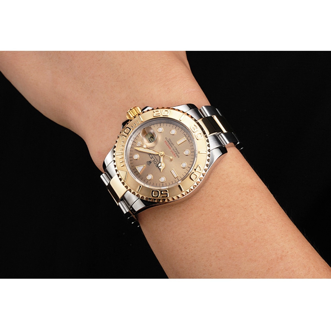 Good Copy Rolex Watches Case Bezel Gold Dial Swiss Gray Rolex Steel Tone Two Yacht-Master Dial Stainless 0701